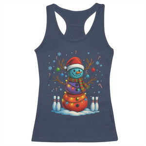 Funny Bowling Christmas Racerback Tank Top Gift For Bowler TS12 Navy Print Your Wear