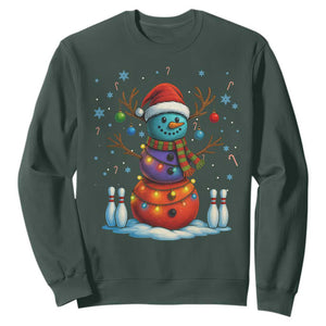 Funny Bowling Christmas Sweatshirt Gift For Bowler TS12 Dark Forest Green Print Your Wear