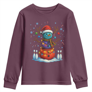 Funny Bowling Christmas Youth Sweatshirt Gift For Bowler TS12 Maroon Print Your Wear