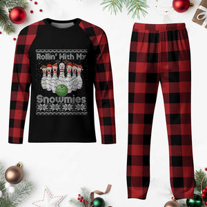 Rollin With My Snowmies Plaid Pajama Set Funny Xmas Bowling Ugly Sweater Gift TS12 Buffalo Plaid Print Your Wear