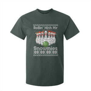 Rollin With My Snowmies T Shirt For Kid Funny Christmas Bowling Ugly Sweater Gift TS12 Dark Forest Green Print Your Wear