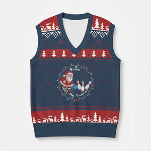 Rollin With My Snowmies V-Neck Knit Sweater Vest Bowling Xmas Gift TS12 Navy Red Print Your Wear