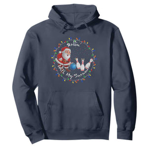 Rollin With My Snowmies Hoodie Bowling Xmas Gift TS12 Navy Print Your Wear