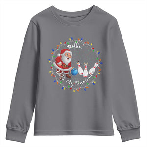 Rollin With My Snowmies Youth Sweatshirt Bowling Xmas Gift TS12 Charcoal Print Your Wear