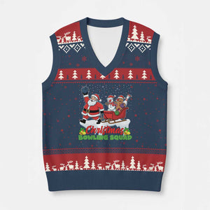 Xmas Bowling Squad V-Neck Knit Sweater Vest Funny Holiday Bowler TS12 Navy Red Print Your Wear