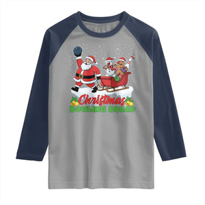 Christmas Bowling Squad Raglan Shirt Funny Holiday Bowler TS12 Sport Gray Navy Print Your Wear