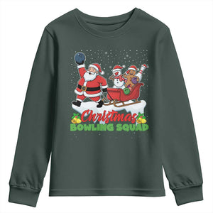 Christmas Bowling Squad Youth Sweatshirt Funny Holiday Bowler TS12 Dark Forest Green Print Your Wear