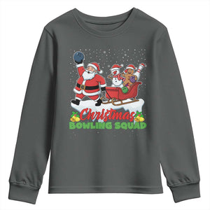 Christmas Bowling Squad Youth Sweatshirt Funny Holiday Bowler TS12 Dark Heather Print Your Wear