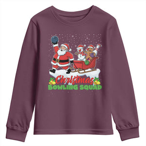 Christmas Bowling Squad Youth Sweatshirt Funny Holiday Bowler TS12 Maroon Print Your Wear