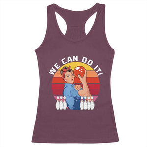 Feminist Bowling Racerback Tank Top We Can Do It TS12 Maroon Print Your Wear