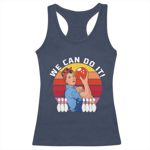 Feminist Bowling Racerback Tank Top We Can Do It TS12 Navy Print Your Wear
