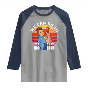 Feminist Bowling Raglan Shirt We Can Do It TS12 Sport Gray Navy Print Your Wear