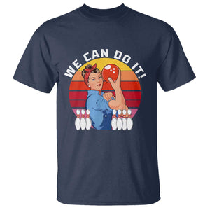 Feminist Bowling T Shirt We Can Do It TS12 Navy Print Your Wear