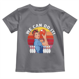 Feminist Bowling Toddler T Shirt We Can Do It TS12 Charcoal Print Your Wear