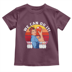 Feminist Bowling Toddler T Shirt We Can Do It TS12 Maroon Print Your Wear