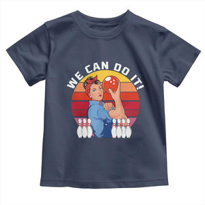 Feminist Bowling Toddler T Shirt We Can Do It TS12 Navy Print Your Wear