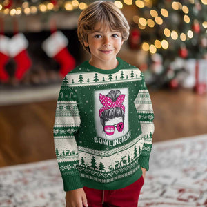 Bowling Mom Life Ugly Christmas Sweater Funny Bowler Gift TS12 Forest Green Beige Print Your Wear