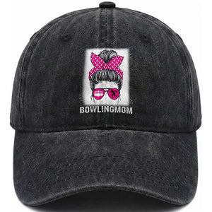 Bowling Mom Life Washed Cotton Baseball Cap Funny Bowler Gift TS12 Print Your Wear