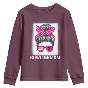Bowling Mom Life Youth Sweatshirt Funny Bowler Gift TS12 Maroon Print Your Wear