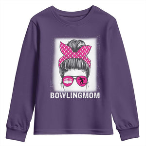 Bowling Mom Life Youth Sweatshirt Funny Bowler Gift TS12 Purple Print Your Wear