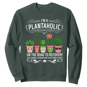 Funny Plantaholic Sweatshirt Im On My Way To Get More Plants TS12 Dark Forest Green Print Your Wear
