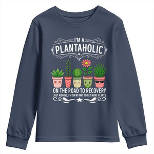 Funny Plantaholic Youth Sweatshirt Im On My Way To Get More Plants TS12 Navy Print Your Wear