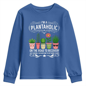 Funny Plantaholic Youth Sweatshirt Im On My Way To Get More Plants TS12 Royal Blue Print Your Wear
