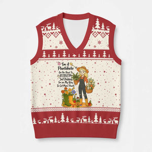 Plantaholic V-Neck Knit Sweater Vest Im On My Way To Get More Plants TS12 Beige Red Print Your Wear