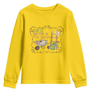 Life Is Better In The Garden Youth Sweatshirt Funny Gardening Quote TS12 Daisy Print Your Wear