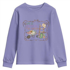 Life Is Better In The Garden Youth Sweatshirt Funny Gardening Quote TS12 Violet Print Your Wear