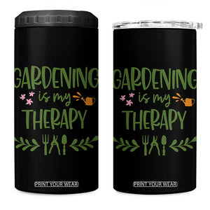 Gardening Is My Therapy 4 in 1 Can Cooler Tumbler Funny Plant Lover TS12 One Size: 16 oz Black Print Your Wear
