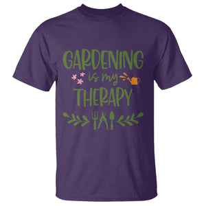 Gardening Is My Therapy T Shirt Funny Plant Lover TS12 Purple Print Your Wear
