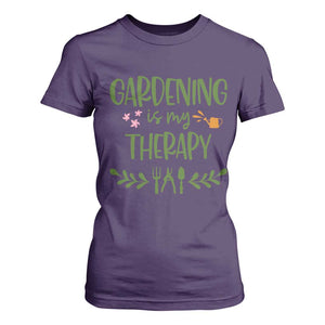 Gardening Is My Therapy T Shirt For Women Funny Plant Lover TS12 Purple Print Your Wear