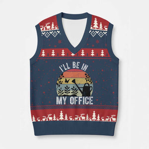 I Will Be In My Office V-Neck Knit Sweater Vest Funny Gardening Lover Gift TS12 Navy Red Print Your Wear
