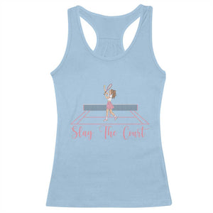 Slay The Court Queen Racerback Tank Top Funny Tennis Player Gift For Women TS12 Light Blue Print Your Wear