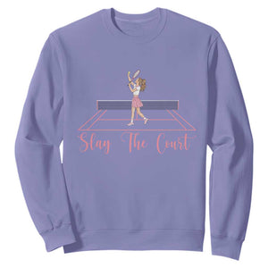 Slay The Court Queen Sweatshirt Funny Tennis Player Gift For Women TS12 Violet Print Your Wear