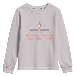 Slay The Court Queen Youth Sweatshirt Funny Tennis Player Gift For Women TS12 Ice Gray Print Your Wear