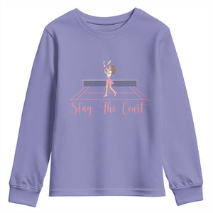 Slay The Court Queen Youth Sweatshirt Funny Tennis Player Gift For Women TS12 Violet Print Your Wear