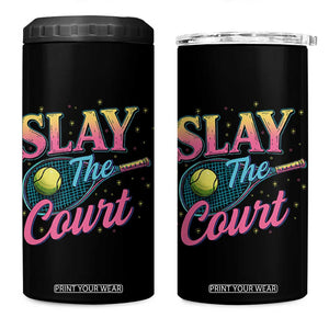 Slay The Court Queen 4 in 1 Can Cooler Tumbler Witty Tennis Player Gift For Girls TS12 One Size: 16 oz Black Print Your Wear