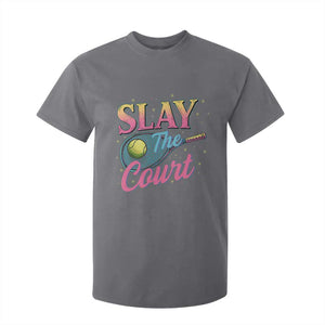 Slay The Court Queen T Shirt For Kid Witty Tennis Player Gift For Girls TS12 Charcoal Print Your Wear