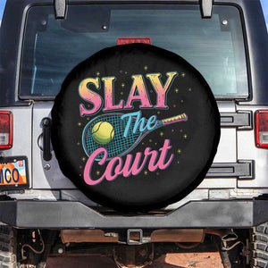 Slay The Court Queen Spare Tire Cover Witty Tennis Player Gift For Girls TS12 No hole Black Print Your Wear