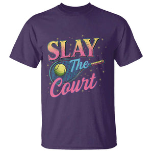 Slay The Court Queen T Shirt Witty Tennis Player Gift For Girls TS12 Purple Print Your Wear