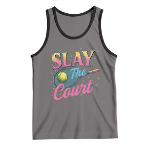 Slay The Court Queen Tank Top Witty Tennis Player Gift For Girls TS12 Deep Heather Black Print Your Wear