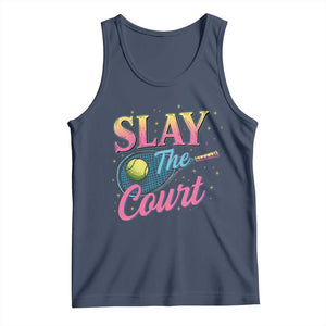 Slay The Court Queen Tank Top Witty Tennis Player Gift For Girls TS12 Navy Print Your Wear