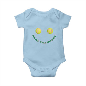 Slay The Court Tennis Girl Baby Onesie Funny Tennis Player Gift TS12 Light Blue Print Your Wear