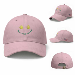 Slay The Court Tennis Girl Baseball Cap Funny Tennis Player Gift TS12 Baseball Cap Universal Fit Light Pink Print Your Wear