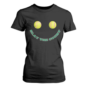 Slay The Court Tennis Girl T Shirt For Women Funny Tennis Player Gift TS12 Black Print Your Wear