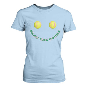 Slay The Court Tennis Girl T Shirt For Women Funny Tennis Player Gift TS12 Light Blue Print Your Wear