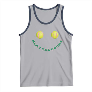 Slay The Court Tennis Girl Tank Top Funny Tennis Player Gift TS12 Athletic Heather Navy Print Your Wear