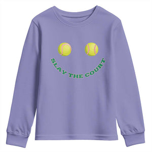 Slay The Court Tennis Girl Youth Sweatshirt Funny Tennis Player Gift TS12 Violet Print Your Wear